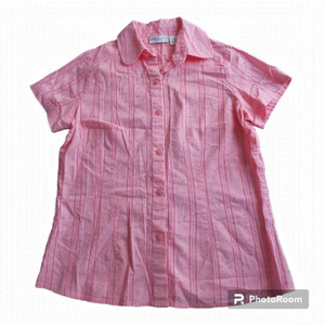 Carroll Reed Classics Girls Short-Sleeved Pink Button-Down Shirt Size 8